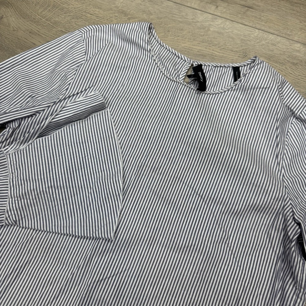 Theory‎ Lexanda Mason Shirt / Peplum Top Bell Sleeves Striped Sz L Boho